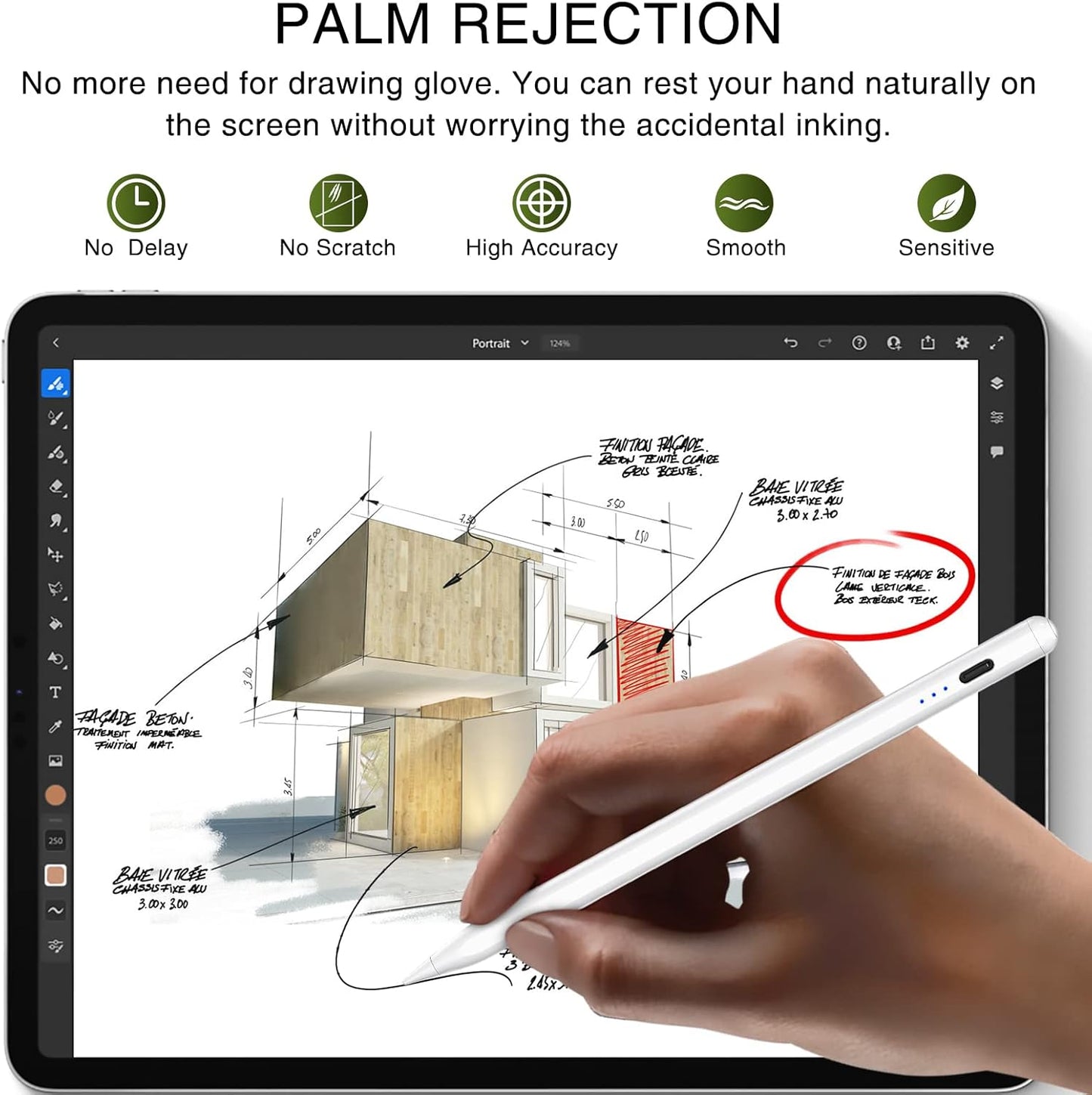 Stylus Pen für iPad (2018–2025) – Magnetisch, Schnellladefähig & Neigungsempfindlich