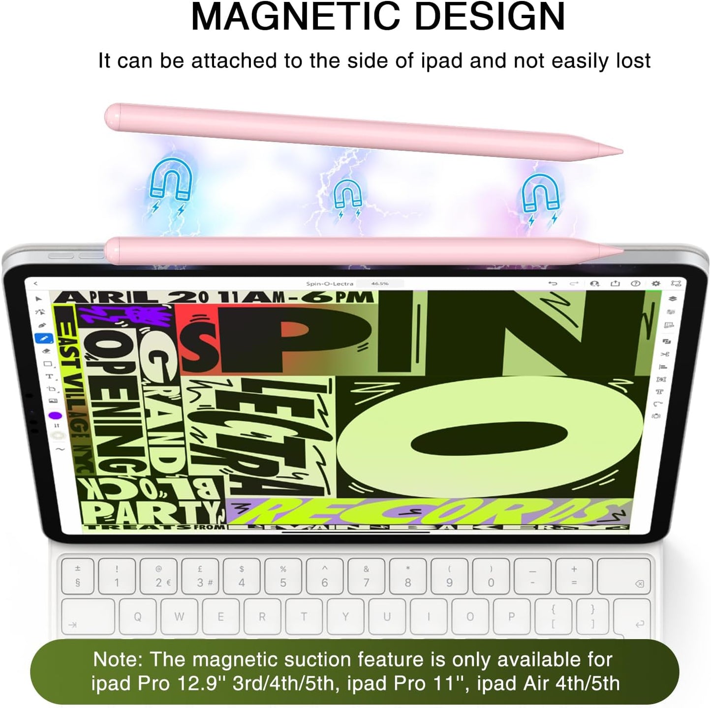 Stylus Pen für iPad (2018–2025) – Magnetisch, Schnellladefähig & Neigungsempfindlich
