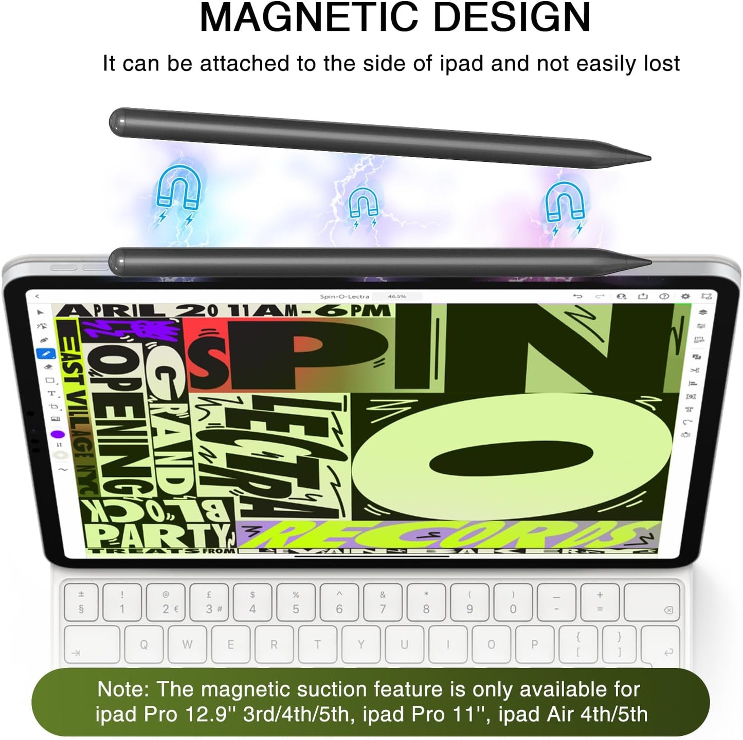 Stylus Pen für iPad (2018–2025) – Magnetisch, Schnellladefähig & Neigungsempfindlich