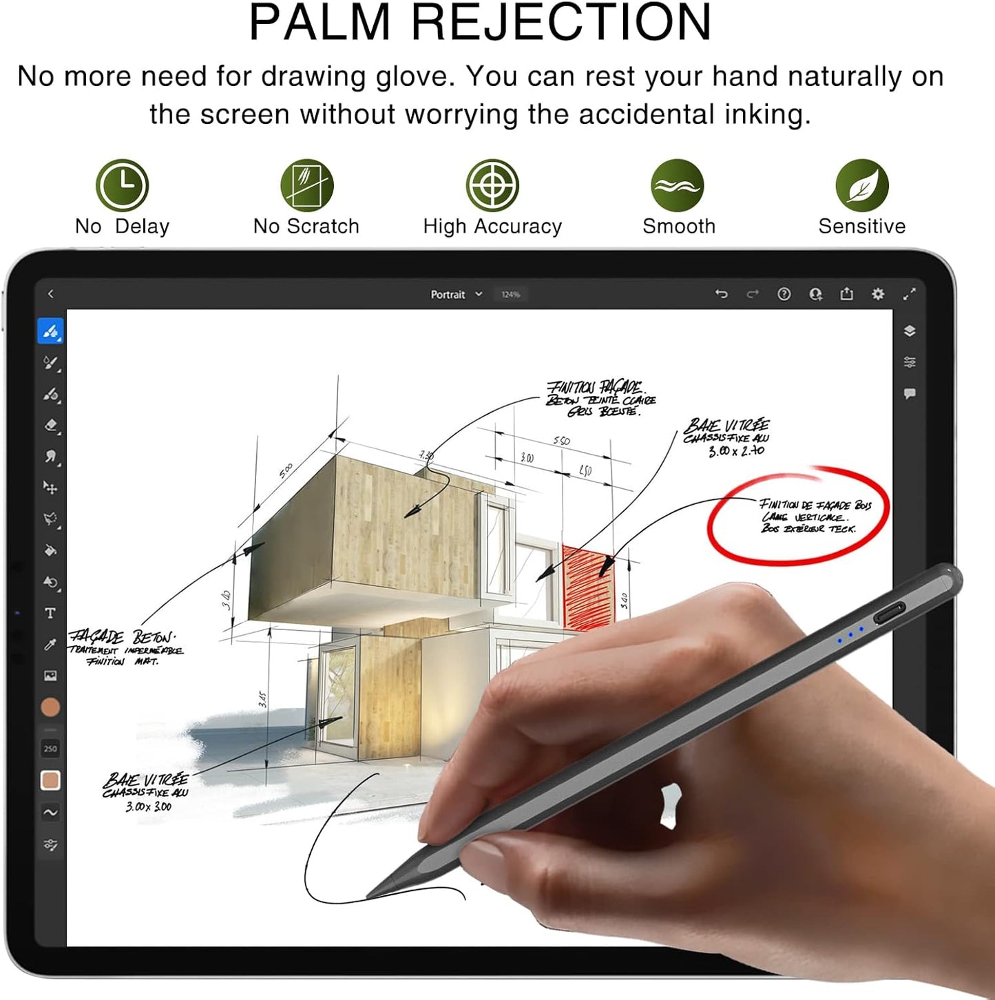 Stylus Pen für iPad (2018–2025) – Magnetisch, Schnellladefähig & Neigungsempfindlich