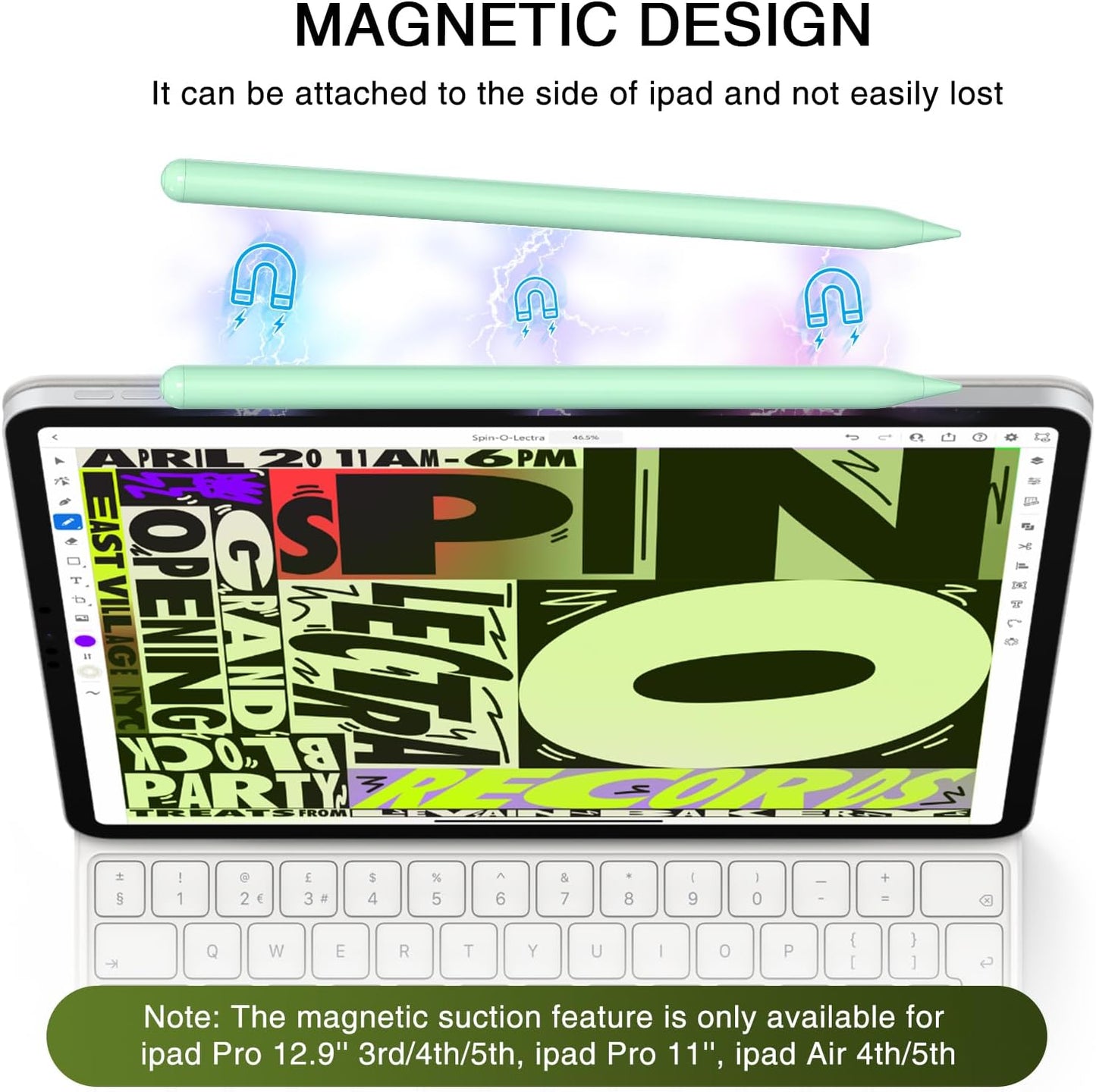 Stylus Pen für iPad (2018–2025) – Magnetisch, Schnellladefähig & Neigungsempfindlich