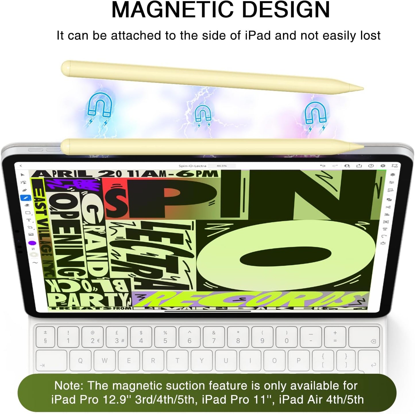 Stylus Pen für iPad (2018–2025) – Magnetisch, Schnellladefähig & Neigungsempfindlich