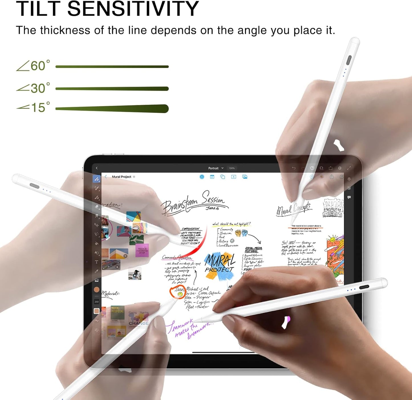 Stylus Pen für iPad (2018–2025) – Magnetisch, Schnellladefähig & Neigungsempfindlich