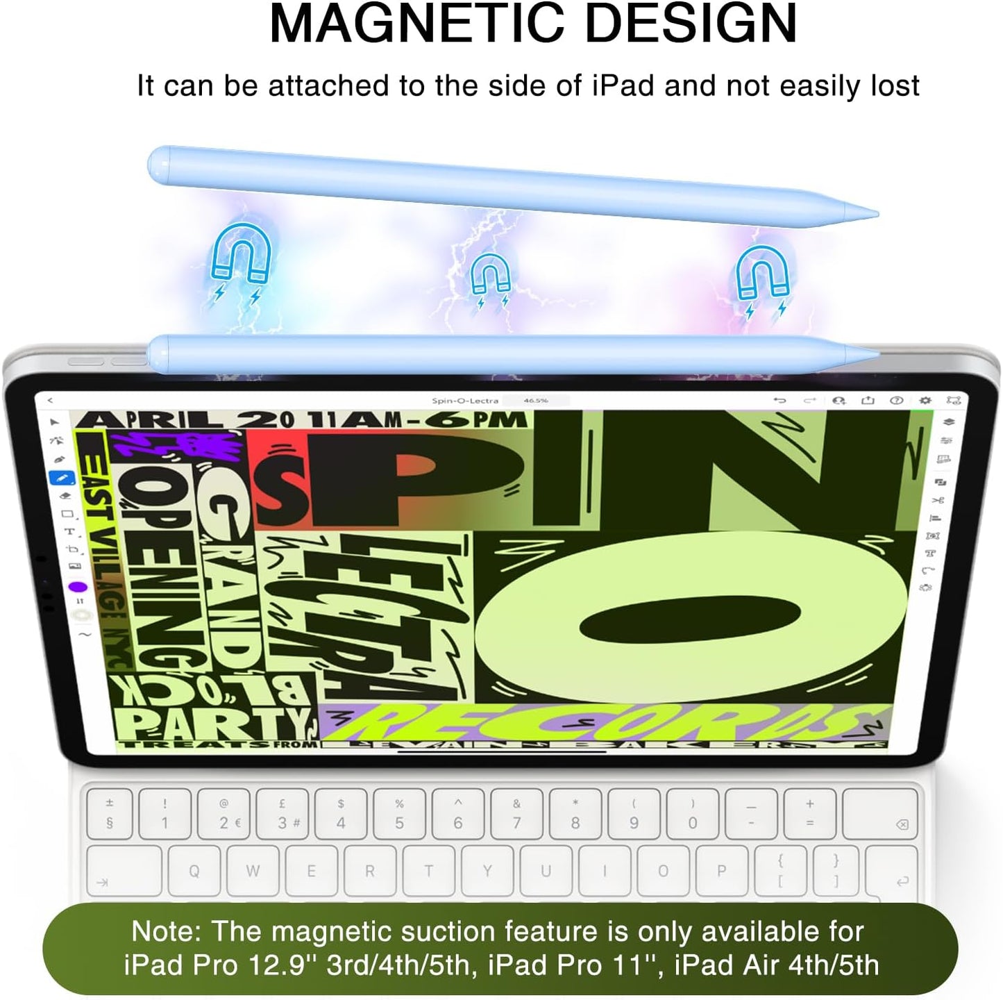 Stylus Pen für iPad (2018–2025) – Magnetisch, Schnellladefähig & Neigungsempfindlich