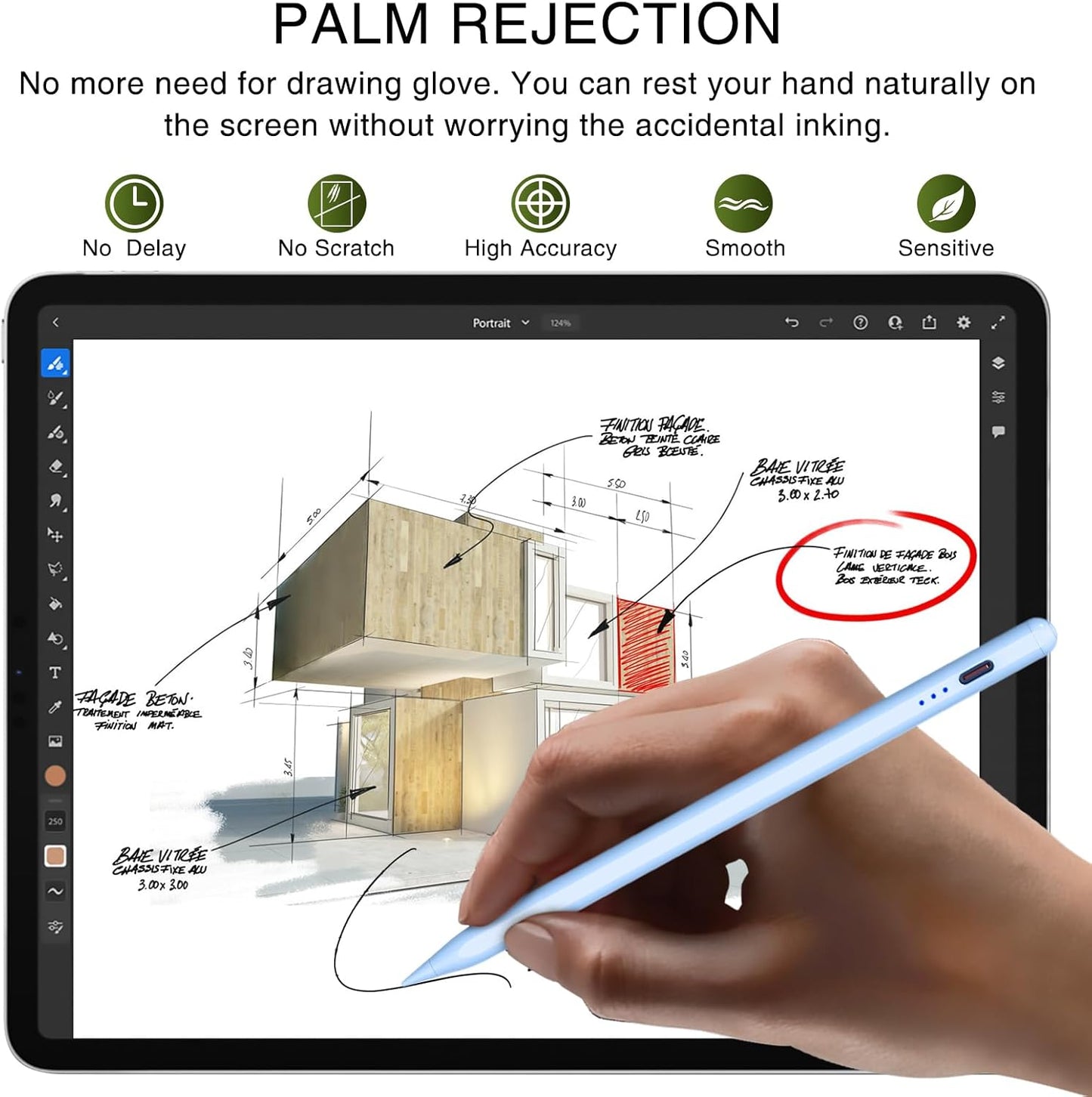 Stylus Pen für iPad (2018–2025) – Magnetisch, Schnellladefähig & Neigungsempfindlich