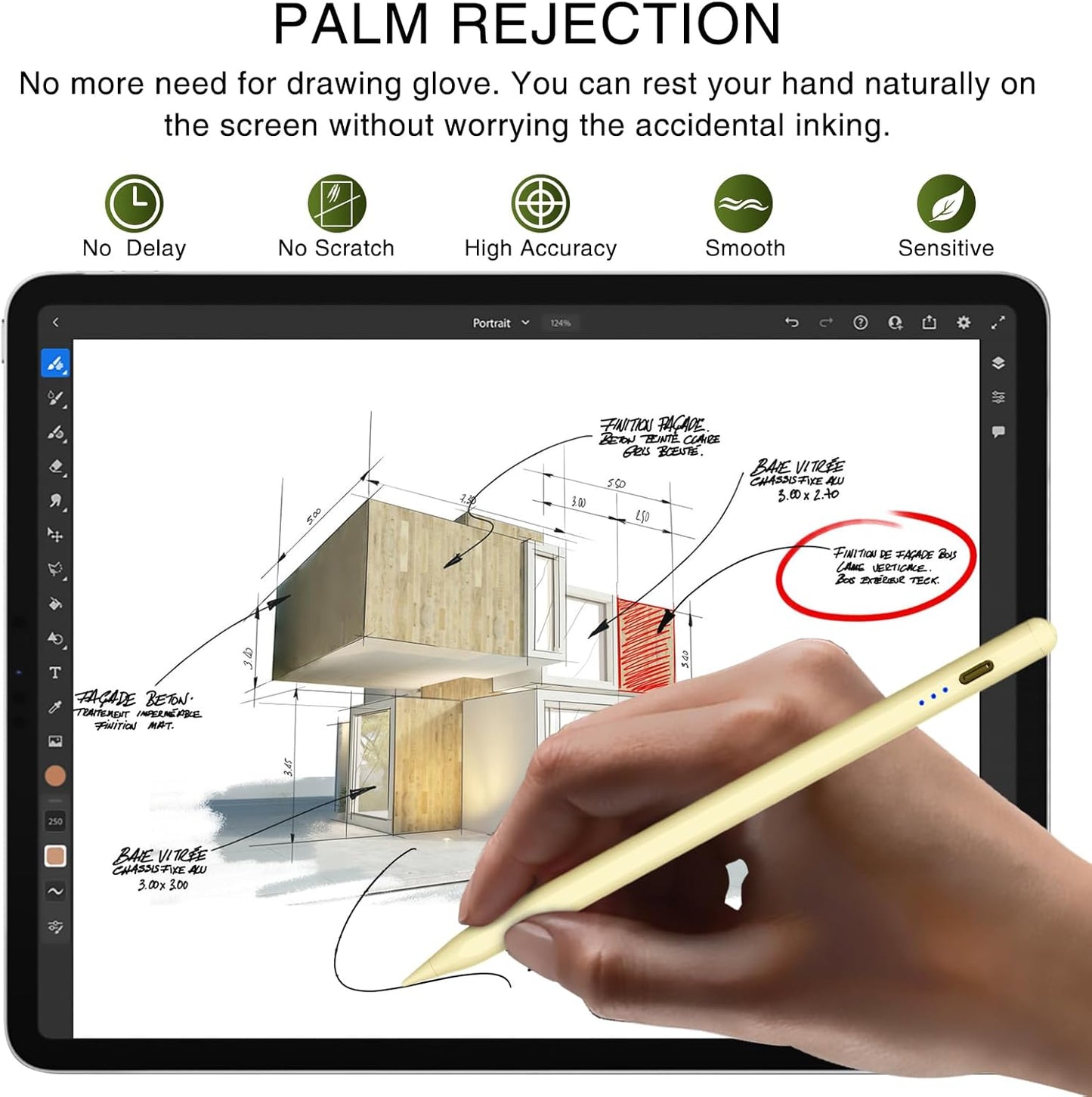 Stylus Pen für iPad (2018–2025) – Magnetisch, Schnellladefähig & Neigungsempfindlich