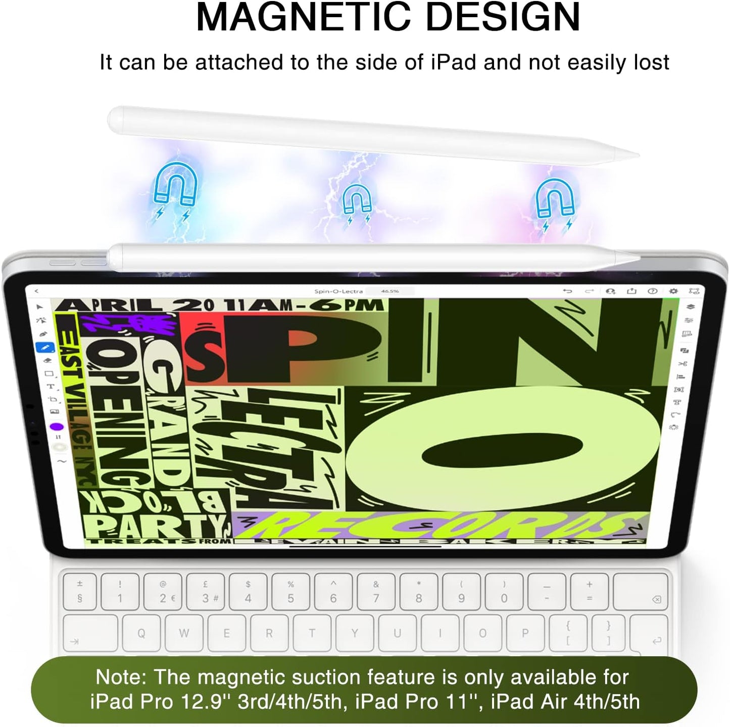 Stylus Pen für iPad (2018–2025) – Magnetisch, Schnellladefähig & Neigungsempfindlich
