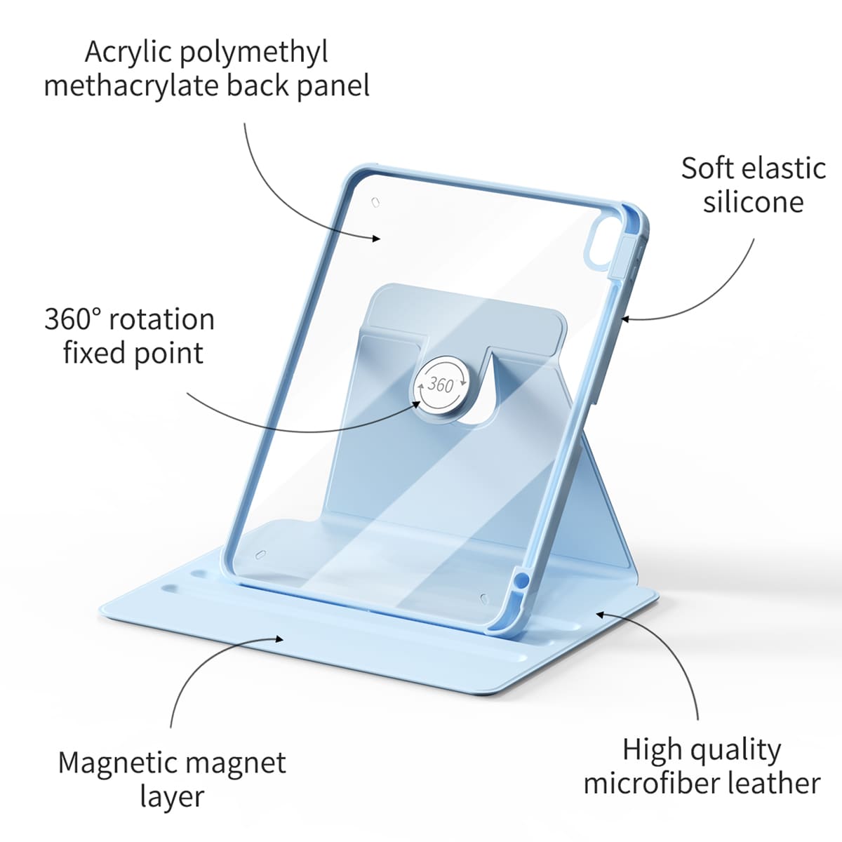 Schwarz Grau| iPad Series Snap 360° Stand Stoßfestes Schutzhülle