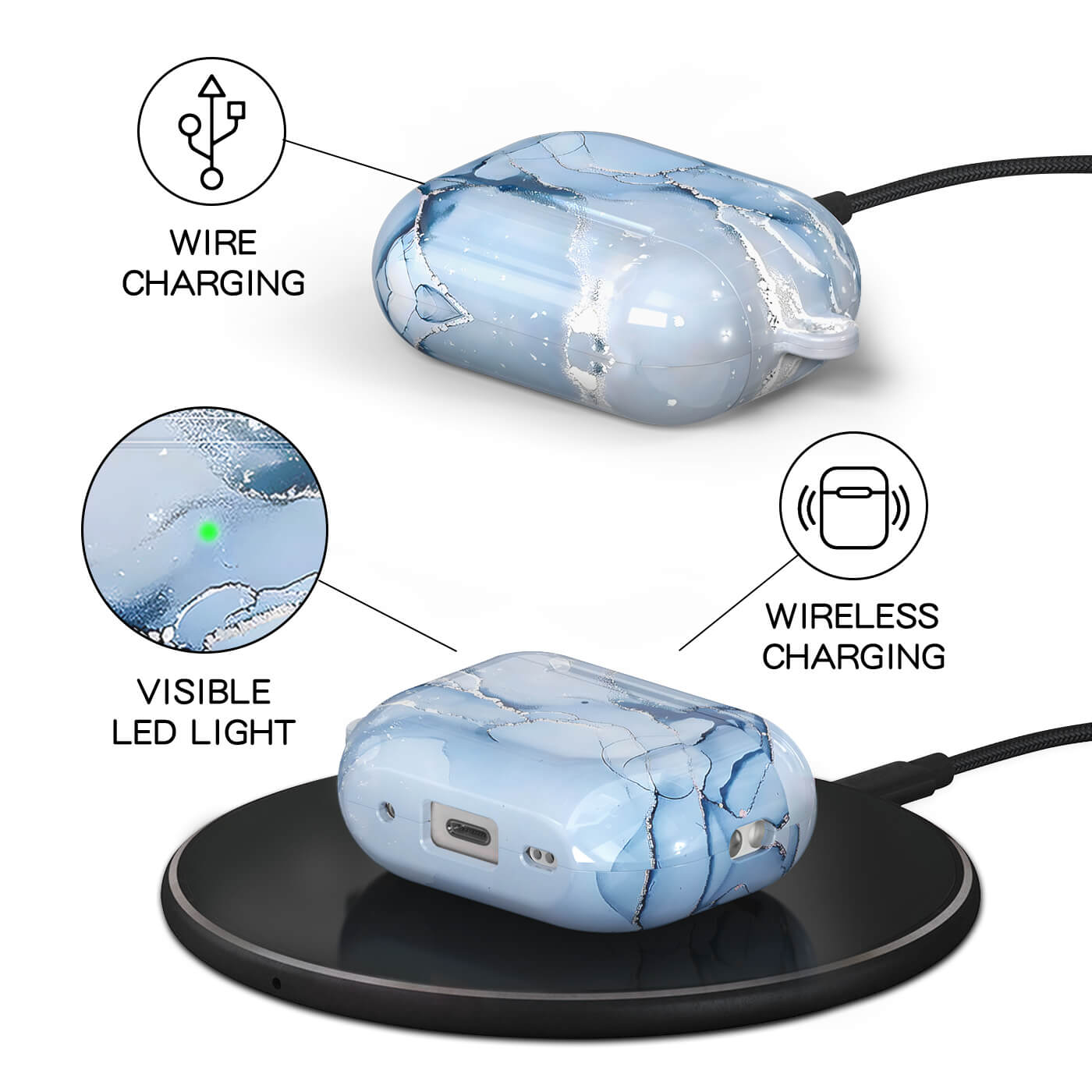 Blue Gray Opal | AirPods Series Schutzhülle
