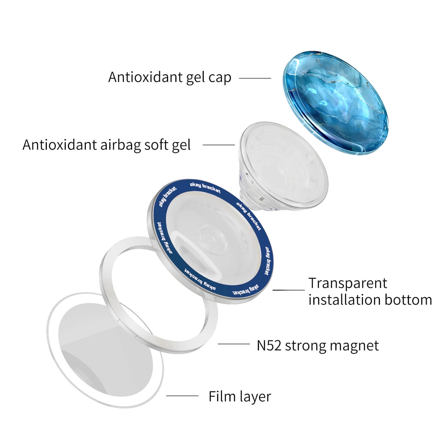Blue Gray Opal | Air Bag Grip für MagSafe