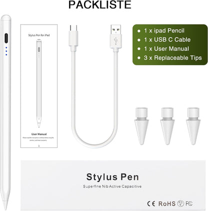Stylus Pen für iPad (2018–2025) – Magnetisch, Schnellladefähig & Neigungsempfindlich